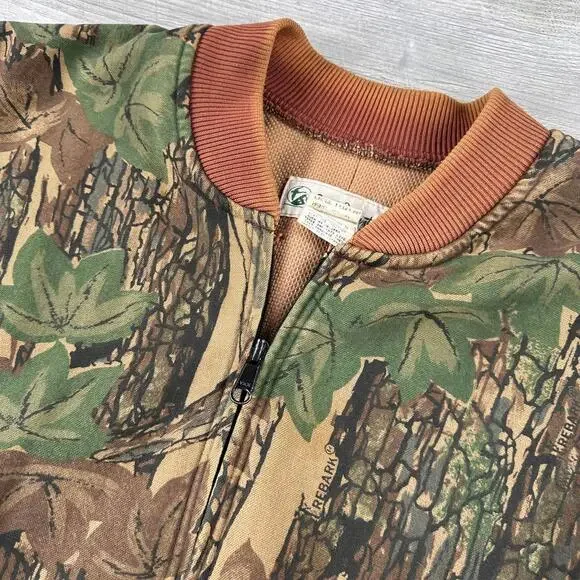 VTG Trebark Camo Bomber Jacket Mens Large Green Thermo Lined Made in USA Gander - Picture 2 of 7